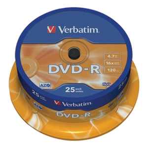 DVD-R 4,7/120 16x spindl  pk25 Verbatim