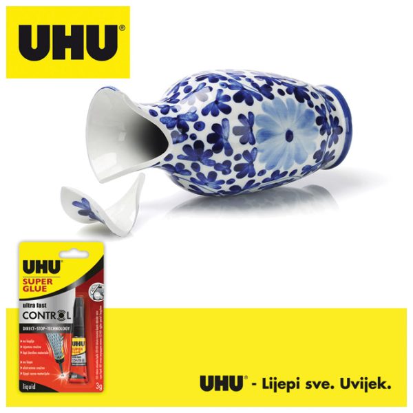 Ljepilo trenutačno  3g+1gratis Super glue(cianoakrilat) UHU L0182000 blister - Slika 3