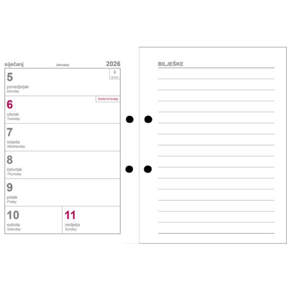 Uložak za stolni kalendar-posebne rupe 4,5 cm - Slika 2