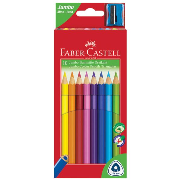 Boje drvene  10boja trokutaste +šiljilo Faber-Castell 116510 blister