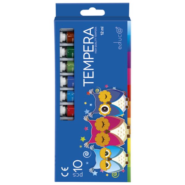 Boja tempera 12ml aluminijska tuba 10boja/karton Educa blister - Slika 2