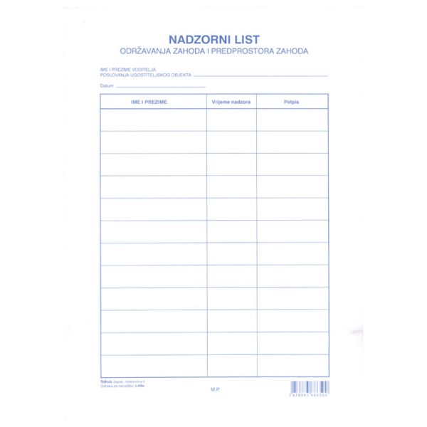 Obrazac L-69a nadzorni list u bloku Fokus