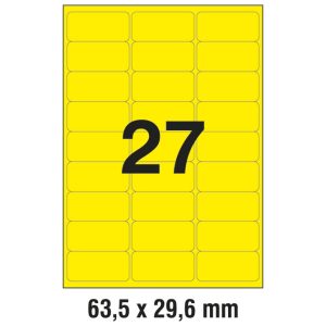 Etikete LK  63,5x29,6 mm pk25L Zweckform L6004-25 neon žute