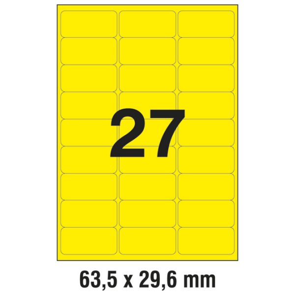 Etikete LK  63,5x29,6 mm pk25L Zweckform L6004-25 neon žute