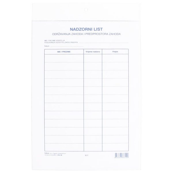 Ploča plexi - za nadzorni list