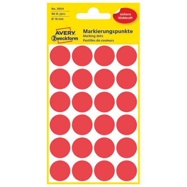 Etikete slep fi-18 mm pk4L Zweckform 3004 crvene blister