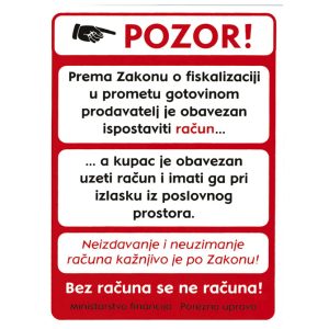 Naljepnice "Pozor - fiskalizacija.." 14x19 cm Fokus I-412