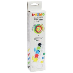 Boja tempera akrilna  25ml u čaši 6boja+paleta Primo 408TA6 blister