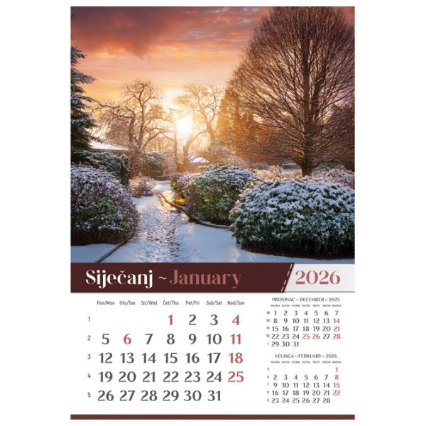 Kalendar "Vrtovi 2026" 13 listova, spirala - Slika 2