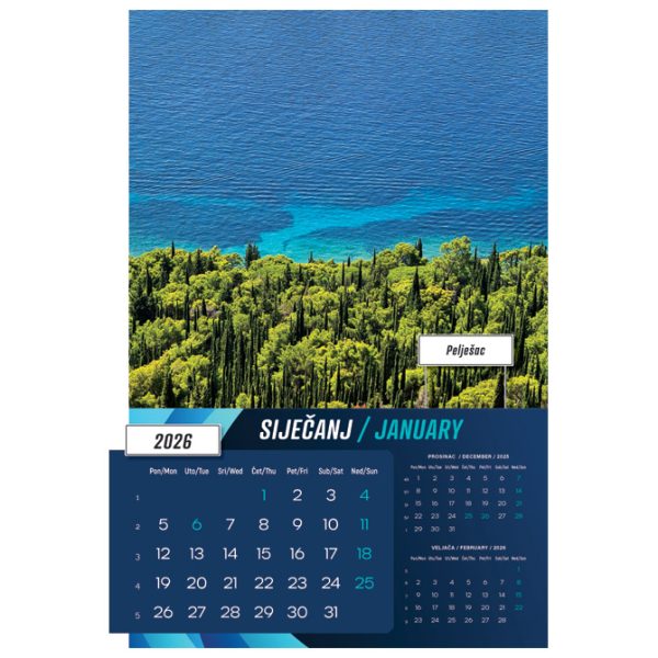 Kalendar "Biseri Jadrana 2026" 13 listova, spirala - Slika 2