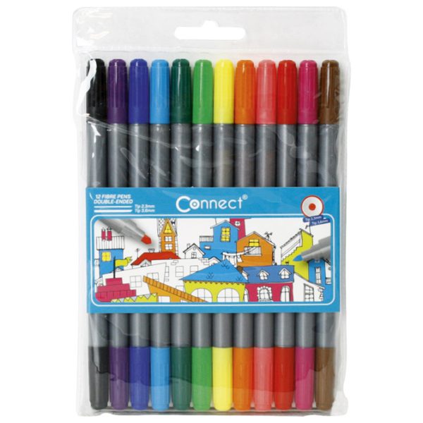 Flomaster školski  12boja obostrani Connect blister