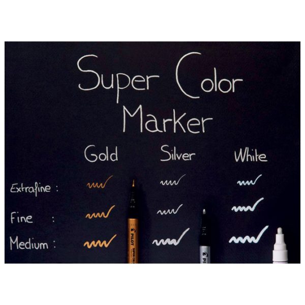 Marker permanentni 1 mm okrugli vrh Super Color Pilot SC-S-F srebrni - Slika 2