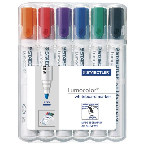 Marker za bijelu ploču 2 mm pk6 reciklirani Lumocolor Staedtler 351 WP6 - Slika 2