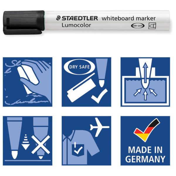 Marker za bijelu ploču 2 mm reciklirani Lumocolor Staedtler 351-9 crni - Slika 3