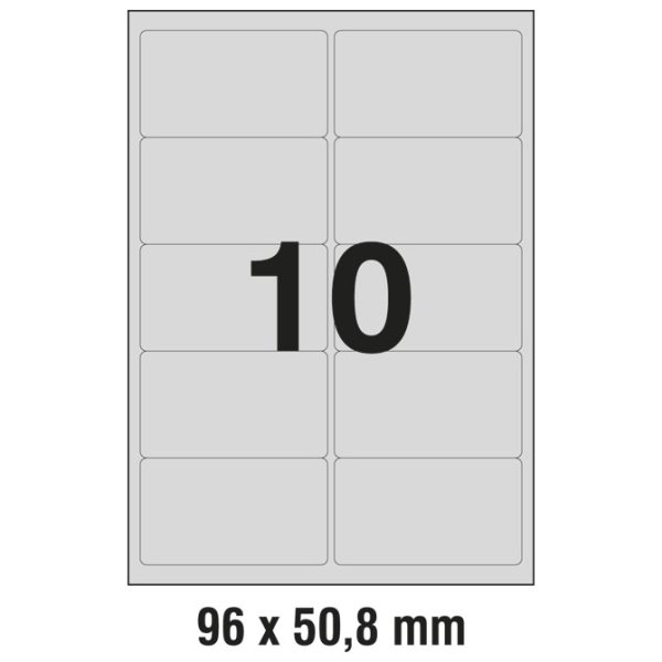 Etikete Laser  96x50,8 mm polyester pk20L Zweckform L6012-20 srebrne