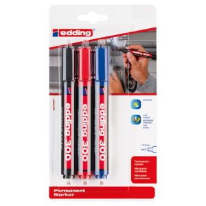 Marker permanentni 1,5-3 mm okrugli vrh Edding 300/3boje blister 2+1 gratis