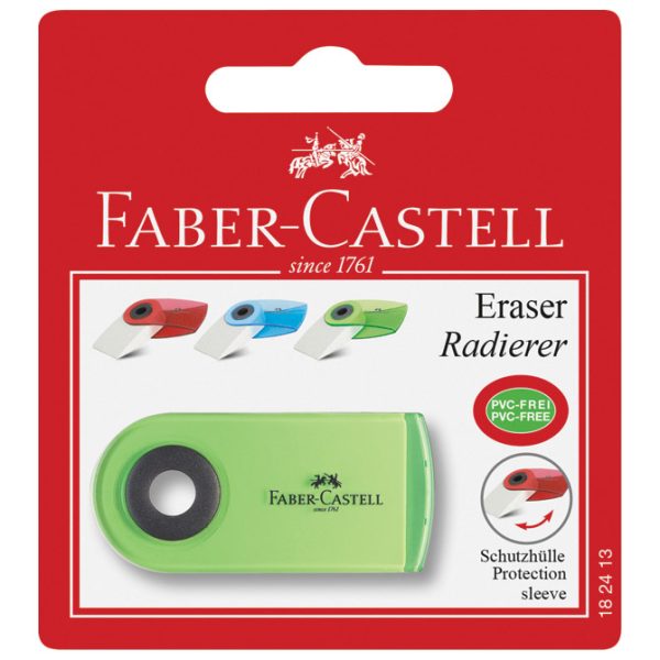 Gumica plastična Sleeve Mini Faber-Castell 182413 bijelo/prozirno sortirano blister!! - Slika 2