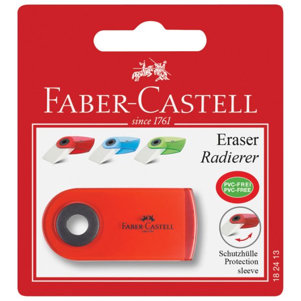 Gumica plastična Sleeve Mini Faber-Castell 182413 bijelo/prozirno sortirano blister!! - Slika 3