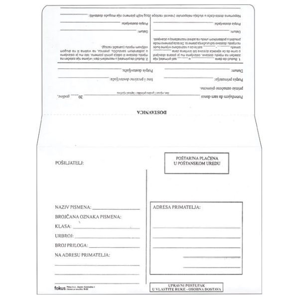 Kuverte B6-BB strip s povratnicom B-32 pk100 Fokus - Slika 2