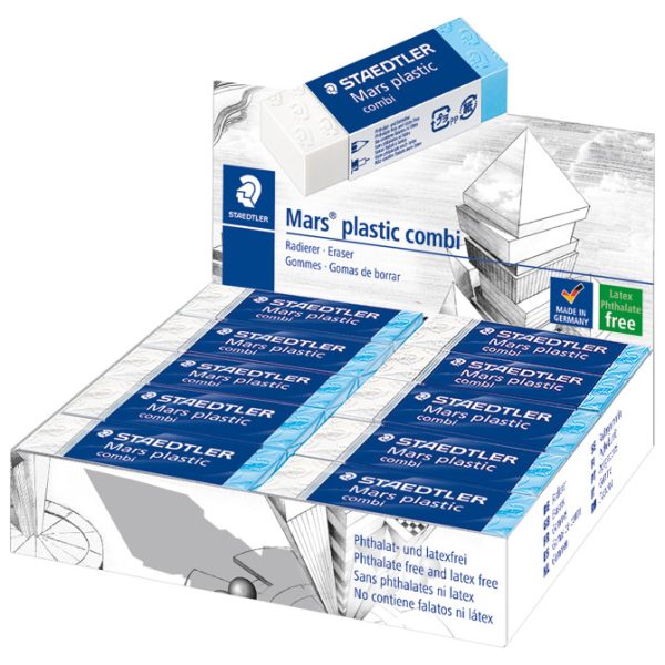 Gumica Mars plastic combi Staedtler 526508 bijela/plava-KOMAD - Slika 3