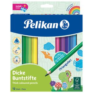 Boje drvene  12boja trokutaste Jumbo+šiljilo Pelikan 700160 blister