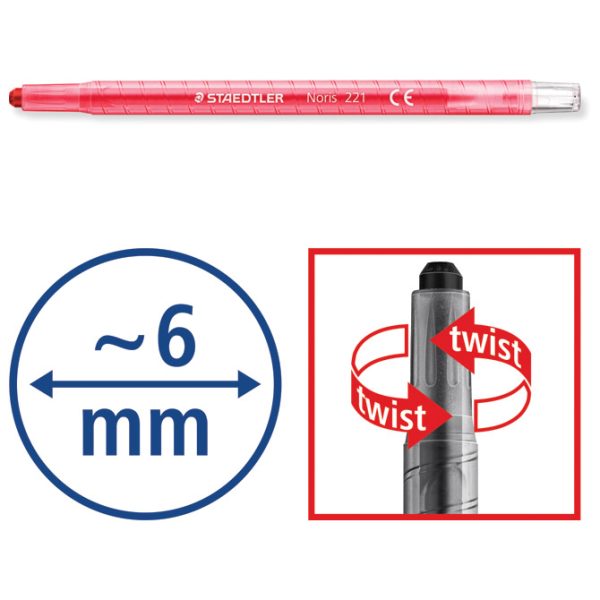 Boje voštane 12boja kartonska kutija okretne Noris club Staedtler 221 NWP12 blister - Slika 3