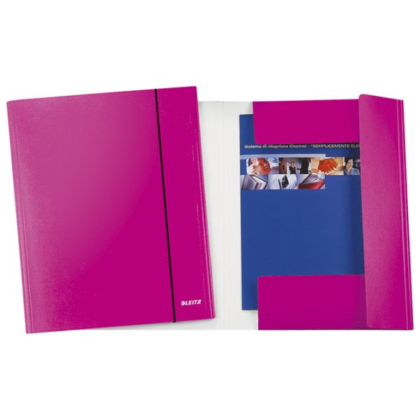 Fascikl klapa s gumicom karton A4 Wow Leitz 39830023 metalik rozi