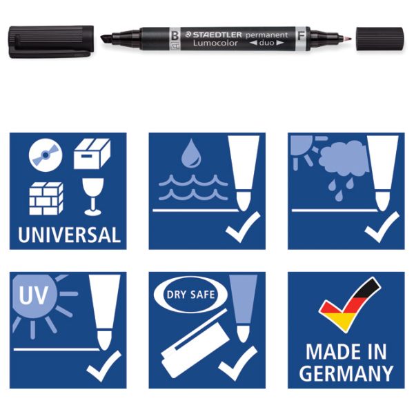 Marker permanentni obostrani 0,6 i 1,5 mm Lumocolor Staedtler 348-2 crveni - Slika 2