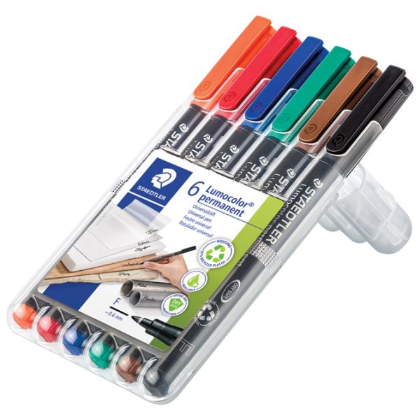 Marker permanentni 0,6 mm pk6 reciklirani Lumocolor Staedtler 318 WP6 - Slika 2