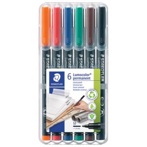 Marker permanentni 1 mm pk6 reciklirani Lumocolor Staedtler 317 WP6