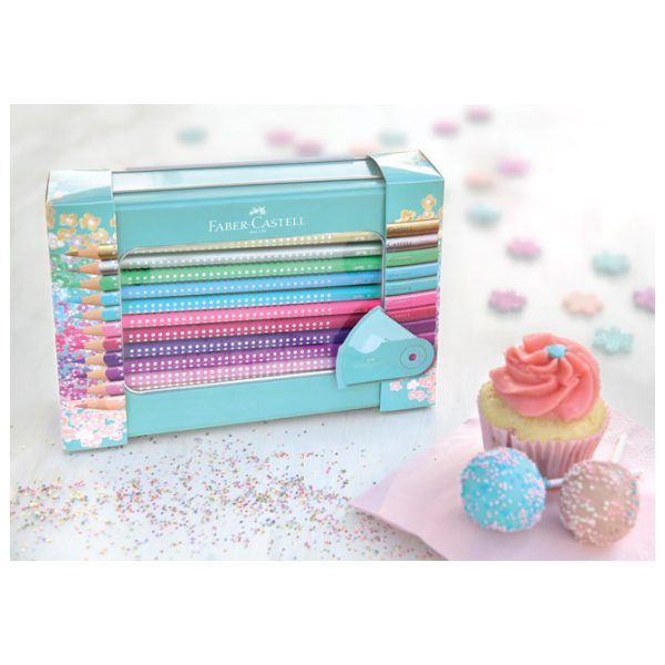 Boje drvene  20boja Sparkle+šiljilo Sleeve mini metalna kutija Faber-Castell 201641 - Slika 6