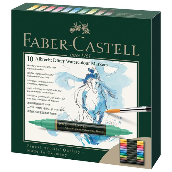 Marker obostrani akvarel 10boja Albrecht Dürer Faber-Castell 160310 sortirano - Slika 2