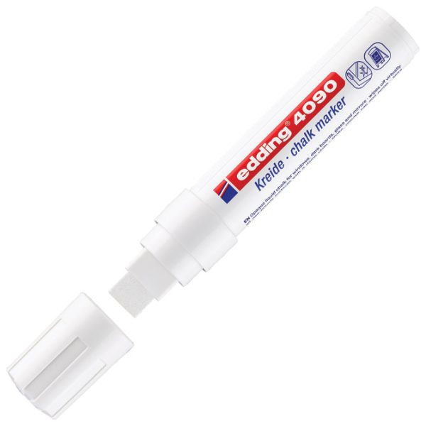 Marker-kreda za staklo 4-15 mm Edding 4090/1 bijeli blister - Slika 2