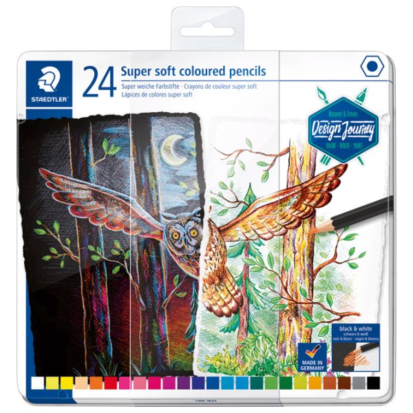 Boje drvene  24boje metalna kutija Super Soft Design Journey Staedtler 149C M24 - Slika 3