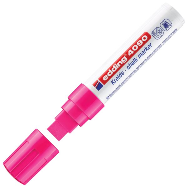 Marker-kreda za staklo 4-15 mm Edding 4090/1 neon rozi blister - Slika 2