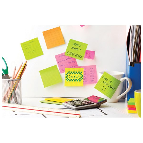 Blok samoljepljiv  75x75 mm karo 80L Global Notes 5654-34-K neon-žuti - Slika 3
