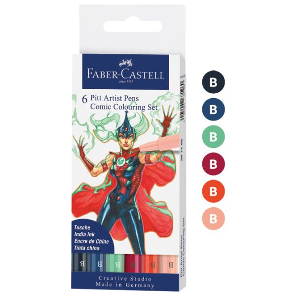 Flomaster Pitt artist  6boja Comic Colouring Faber-Castell 267196 sortirano blister - Slika 4