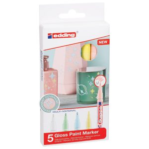 Marker permanentni sjajni lakirajući 1-2 mm Edding 751/5boja pastel blister