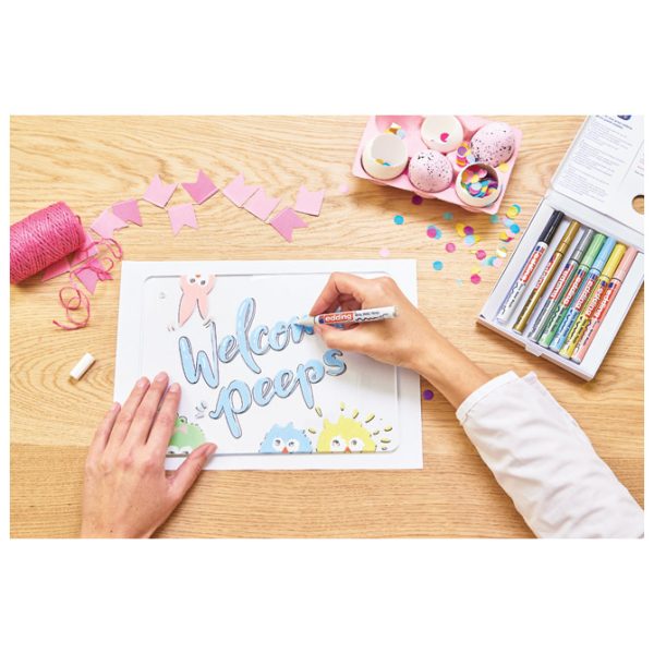 Marker permanentni sjajni lakirajući 1-2 mm Edding 751/5boja pastel blister - Slika 3