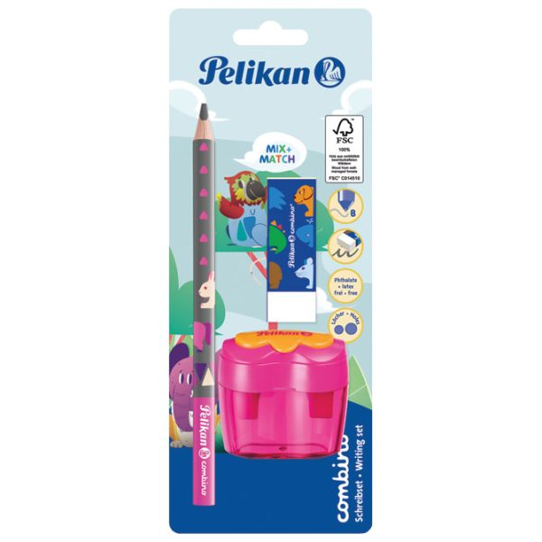 Olovka grafitna B Combino+gumica+šiljilo dvostruko sa spremnikom Pelikan 811217 blister!! - Slika 2
