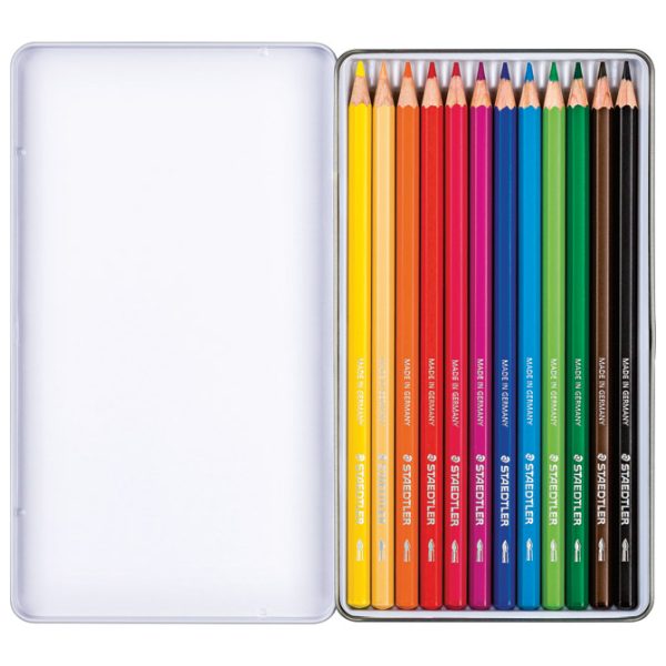 Boje drvene-vodene  12boja metalna kutija Aquarell Design Journey Staedtler 14610C M12 - Slika 2