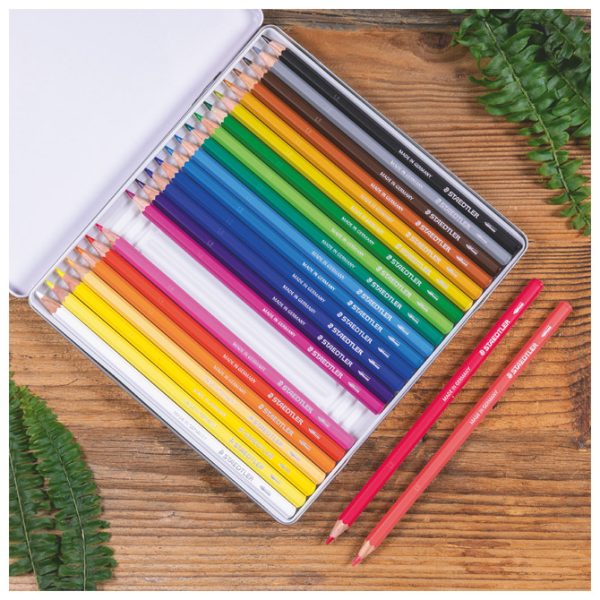 Boje drvene-vodene  24boje metalna kutija Aquarell Design Journey Staedtler 14610C M24 - Slika 3