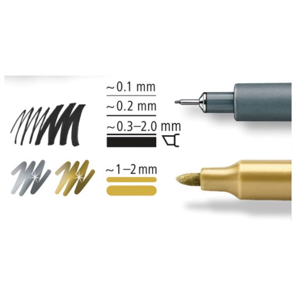 Set flomaster liner pigment+marker metallic Design Journey pk5 Staedtler 308 SBK3P3 blister - Slika 9