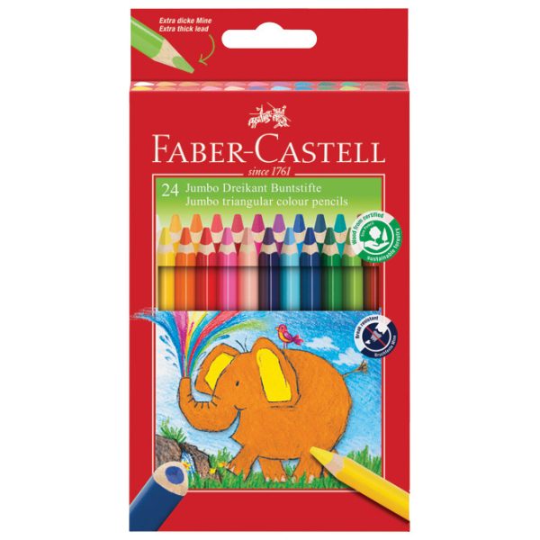 Boje drvene  24boje Jumbo trokutaste + šiljilo Faber-Castell 116524 blister
