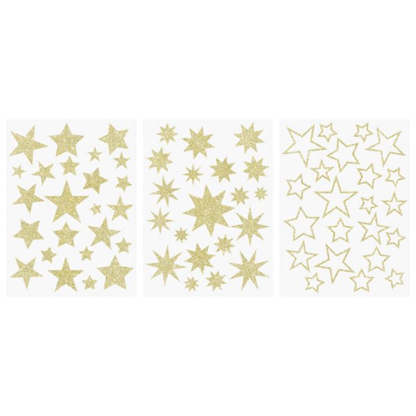 Naljepnice ukrasne za staklo A4 Zvijezde pk3 Heyda 20-35844 69 glitter zlatne blister - Slika 2