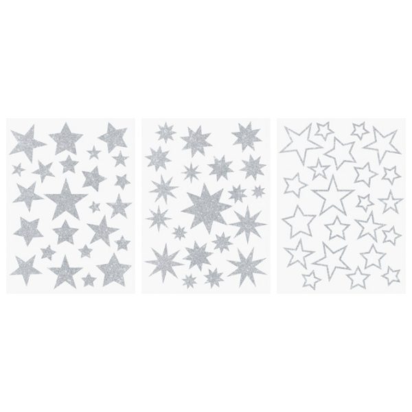 Naljepnice ukrasne za staklo A4 Zvijezde pk3 Heyda 20-35844 70 glitter srebrne blister - Slika 2