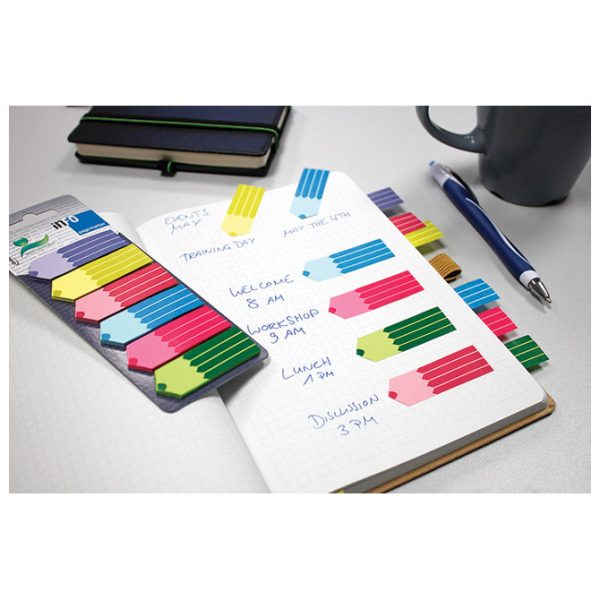 Zastavica 18x55 mm 6bojax25L oblik olovke papir Global Notes 5672-93 blister - Slika 3