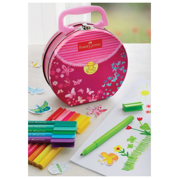 Flomaster školski  33boje u metalnoj kutiji Connector Torbica Faber-Castell 155537 - Slika 6