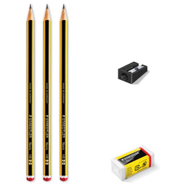 Olovka grafitna HB Noris pk3+gumica+šiljilo gratis Staedtler 120 SBK3P1 blister - Slika 2