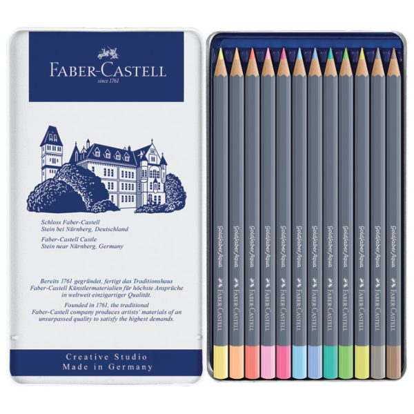 Boje drvene-vodene  12boja metalna kutija Goldfaber Aqua Faber-Castell 114622 pastelne - Slika 2